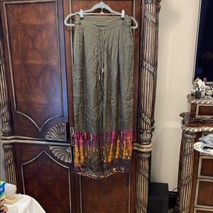 Green Pleated Maxi Skirt for Casual Resort Wear